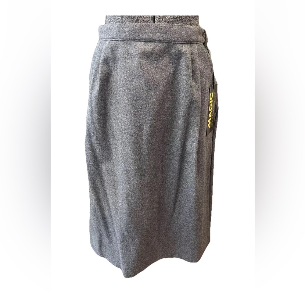🆕Magic sportswear Vintage 1980s NOS/NWT grey wool blend button skirt-size 13/14